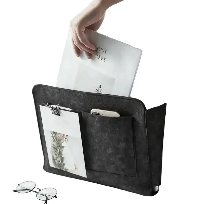 Habicare Felt Bedside Storage Bag with Hanging Pockets Felt Bedside Storage Bag with Hanging Pockets
