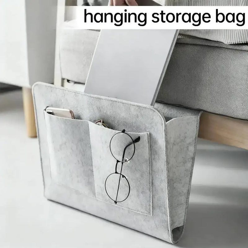 Habicare Felt Bedside Storage Bag with Hanging Pockets Felt Bedside Storage Bag with Hanging Pockets