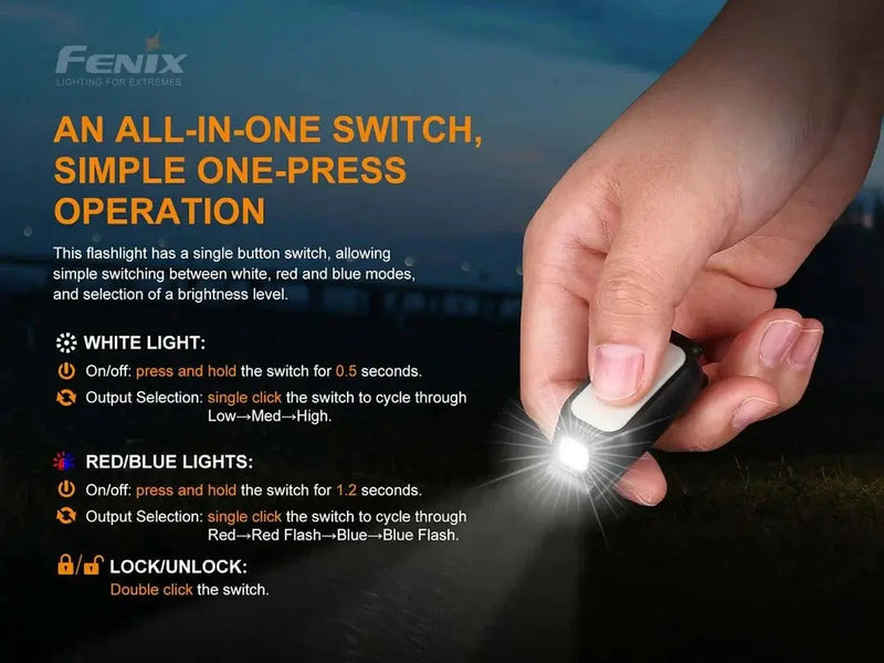Fitness New Zealand Fenix Mini-Lite Compact EDC Flashlight Black Clip USB Rechargeable Fenix Mini-Lite Compact EDC Flashlight USB Rechargeable