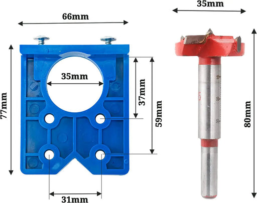 35mm Door Hinge Hole Saw Cutter Concealed Hinge Jig with Forstner Bits Positioner by salelink.co.nz