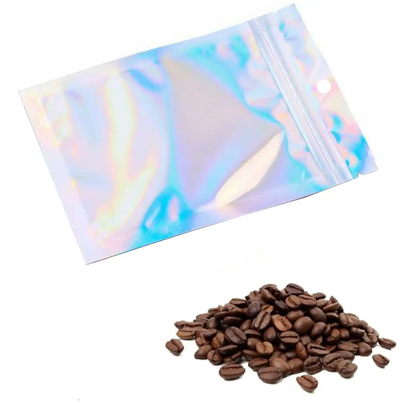 50pcs 18 x 26cm Holographic Ziplock Mylar Bags Aluminum Foil Resealable Valve Zipper Pouch by salelink.co.nz