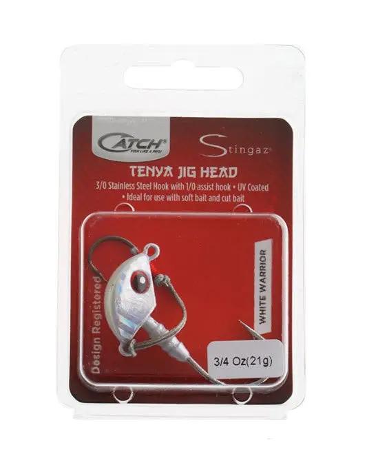 Catch Jig Catch Jig Head w/ Assist Hook White  Warrior 3/4oz Catch Jig Head With Assist Hook White Warrior 3/4oz