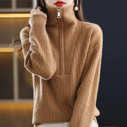 Women's 100% Merino Wool Thick Turtleneck Sweater - Zipper Front, Loose Fit | Winter Warmth by Mead's Supply & Equipment Outfitters limited