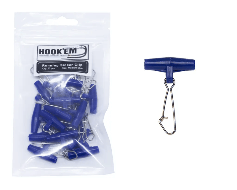 Hook Em Easy Rig Clip Medium Blue 20 Per Pack Australian Made Rigging Accessory