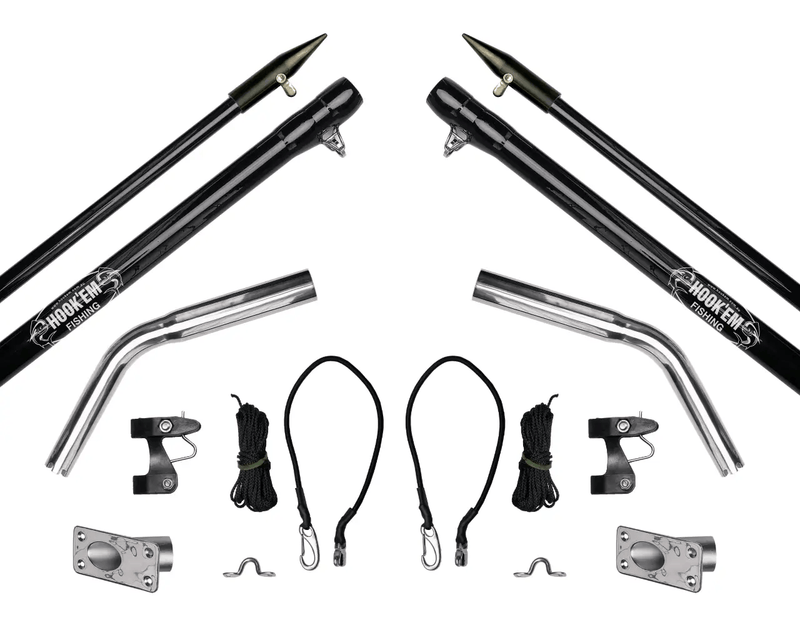 Complete Outrigger Set With 4.5m Fibreglass Poles 15ft Stainless Rigging
