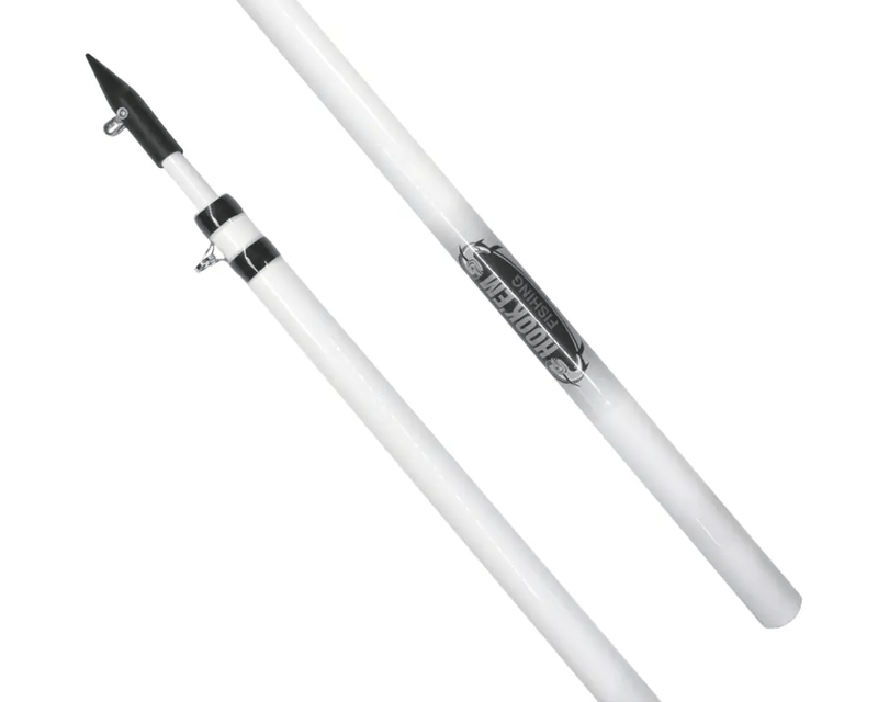 Hook Em 2 x 3.0m (10ft) Telescopic White Fibreglass Outrigger Poles Only (Approx 36mm OD) with Aluminium Black Anodised