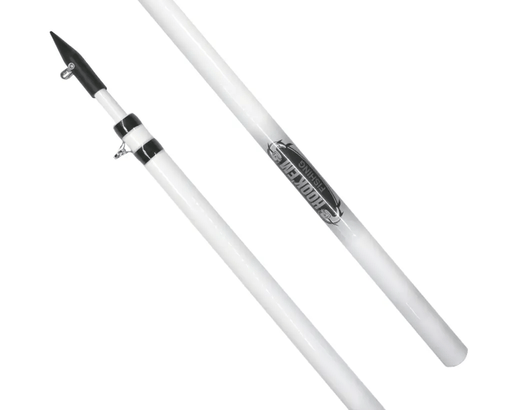 Hook Em 2 x 3.0m (10ft) Telescopic White Fibreglass Outrigger Poles Only (Approx 36mm OD) with Aluminium Black Anodised