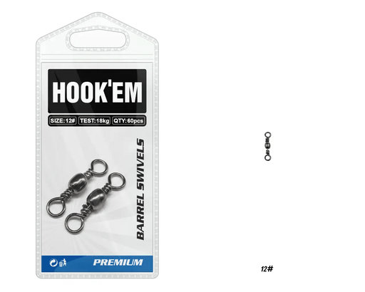 Hook Em Barrel Swivel 12Lb 18Kg Rating Australian Made Standard Pack 25 Per Pack – view 2