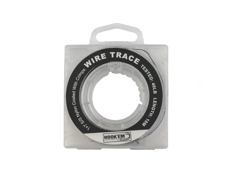 Hook Em 40lb Wire Trace 1x7 Stainless Black Coated 10m Rigging
