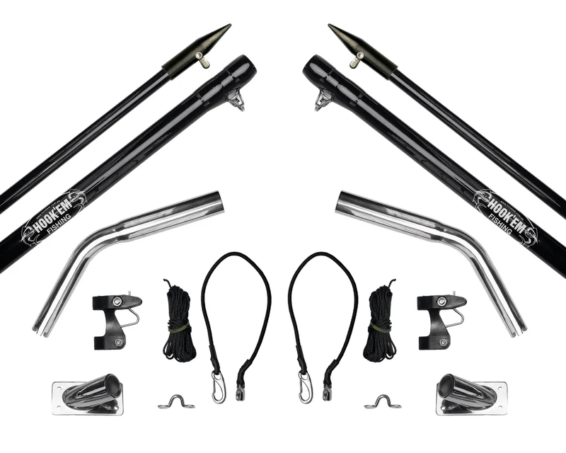 Complete Outrigger Set With 4.5m Fibreglass Poles 15ft Stainless Rigging