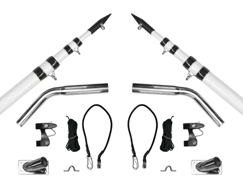 Hook Em Outrigger Set 4.5m Telescopic Fibreglass Poles Snouts Em Base Plates