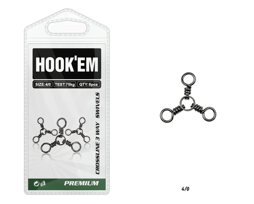 Hook Em Cross Line 3 Way Swivel 6Lb Rating 15Kg 20 Per Pack – view 1