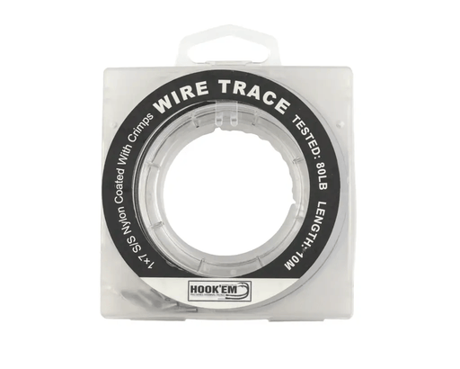 Hook Em 80Lb Wire Trace 1x7 Stainless Black Coated 10m Rigging