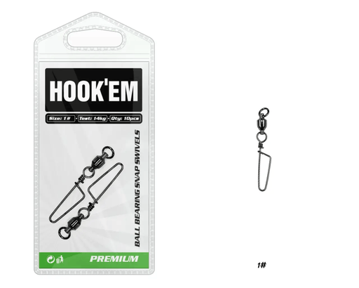 Hook Em Ball Bearing Snap Swivels Size 4 Tested 45kg Australian Made Ten Pack – view 2