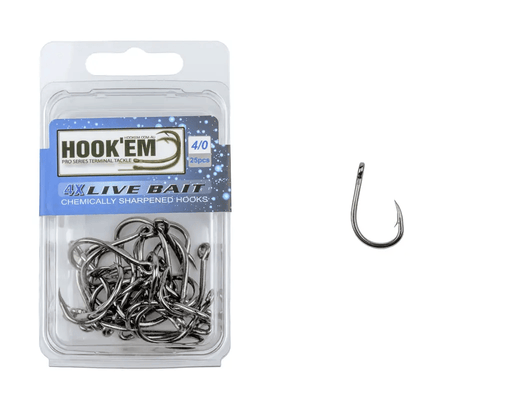 Hook Em Live Bait Hooks X - X x Strong - COLOUR Nickel Coated - Charter Pack - X Per Pack