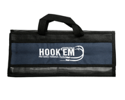Hookem Lure Pouch With 2 Straps Black With Blue Front 6 Pockets 110cm