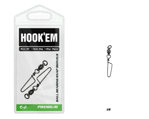 Hook Em Ball Bearing Snap Swivels Size 8 Tested 90kg Australian Made – view 1