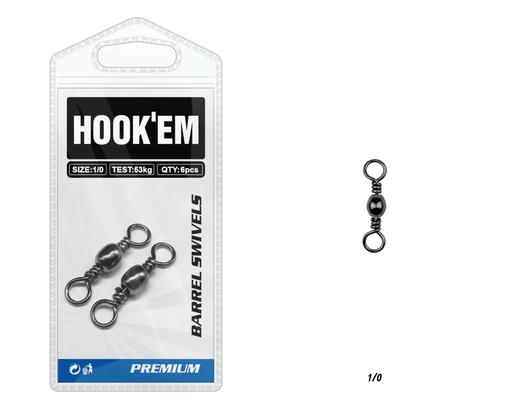 Hook Em Barrel Swivel 4lb 36kg Australian Made Pack Of 12 – view 1