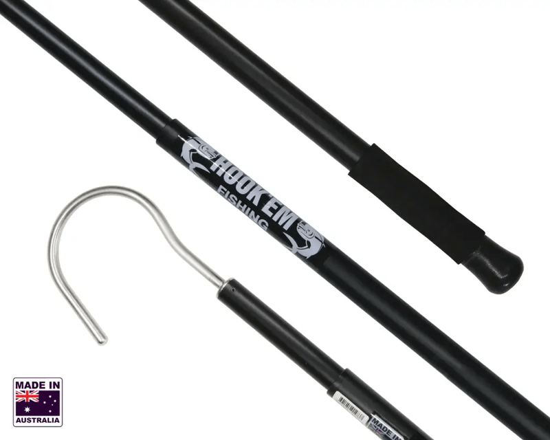 Hook Em Telescopic Boat Hook - Fixed Round 10 x 125mm Stainless Steel Head (No Point - Rounded End) - 2.0m Extends to 3.6m