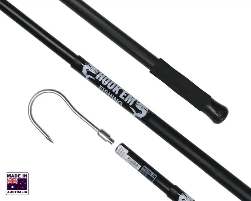 Hook Em Telescopic Gaff - Interchangeable Round 8 x 85mm Stainless Steel Head - 2.0m Extends to 3.6m Aluminium Handle - 1 x