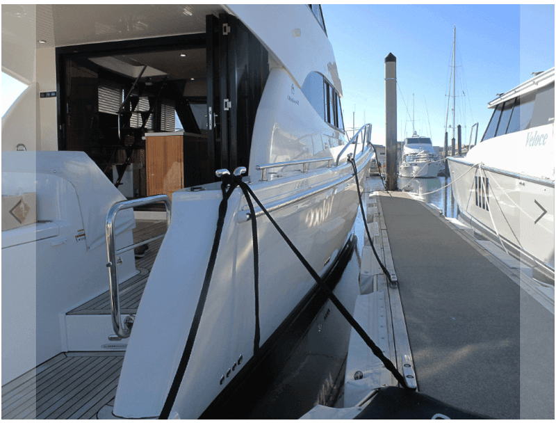 Nylon Dock Line -100m- Reels x 10 12 14 16 18 20 24mm securing a yacht to the dock.