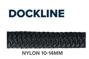 Nylon Dock Line -100m- Reels x 10 12 14 16 18 20 24mm showing black braided nylon rope in 10-14mm size.
