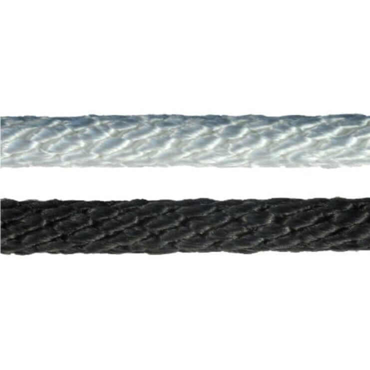 Hard Lay Sash Cord White Or Black 3mm to 9mm showing white and black cord side by side.