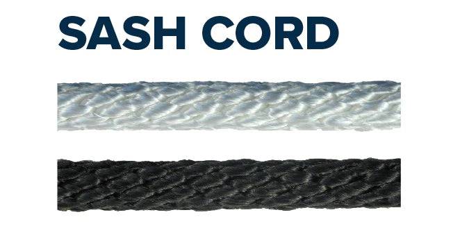 Hard Lay Sash Cord White Or Black 3mm to 9mm - shown in white and black color options.