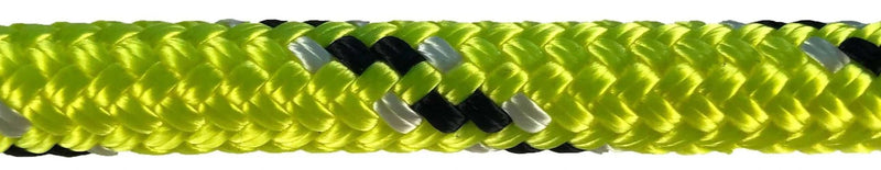 Advantage Dyneema Yacht Braid in vibrant yellow and black color, showcasing its strong double braid construction.