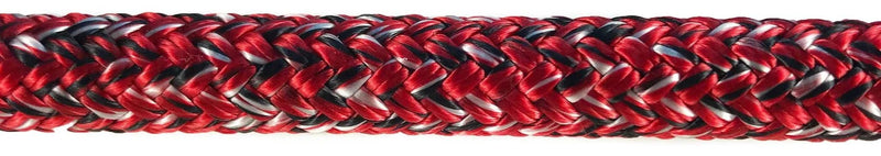 Advantage Dyneema Yacht Braid in red and black color, showcasing the double braid construction for high strength and low stretch.