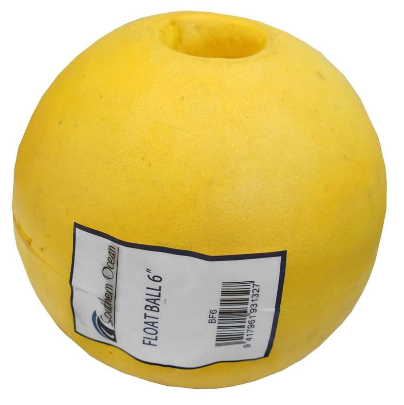 6" Poly Ball Float Buoy - Yellow polystyrene float for marine use, ideal for setting longlines, pots, and nets.