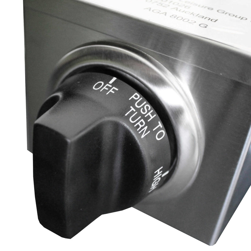 Kiwi Sizzler Gas BBQ - Window Top 316S/S with Flame Guard control knob for easy operation.