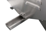 Detail of the removable drip tray on the Kiwi Sizzler Gas BBQ - Window Top 316S/S with Flame Guard.