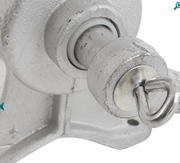 Close-up of the steel attachment point on Anglers Mate Bolt On Mincer Size 32 showcasing its robust design.