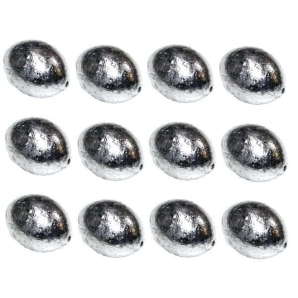 Egg Sinker Bulk Pack 1/2oz (100 per pack) - silver egg sinkers displayed in a group