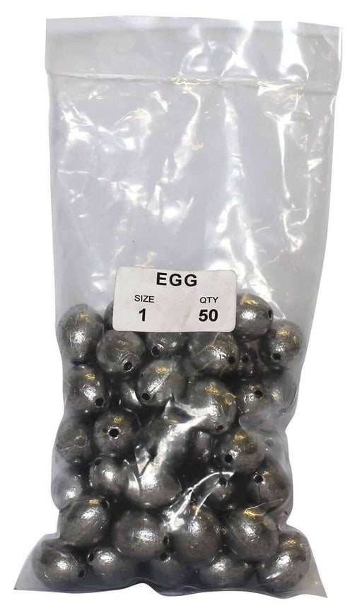Fishing and Leisure SINKERS Egg Sinker Bulk Pack 1oz (50 per pack)