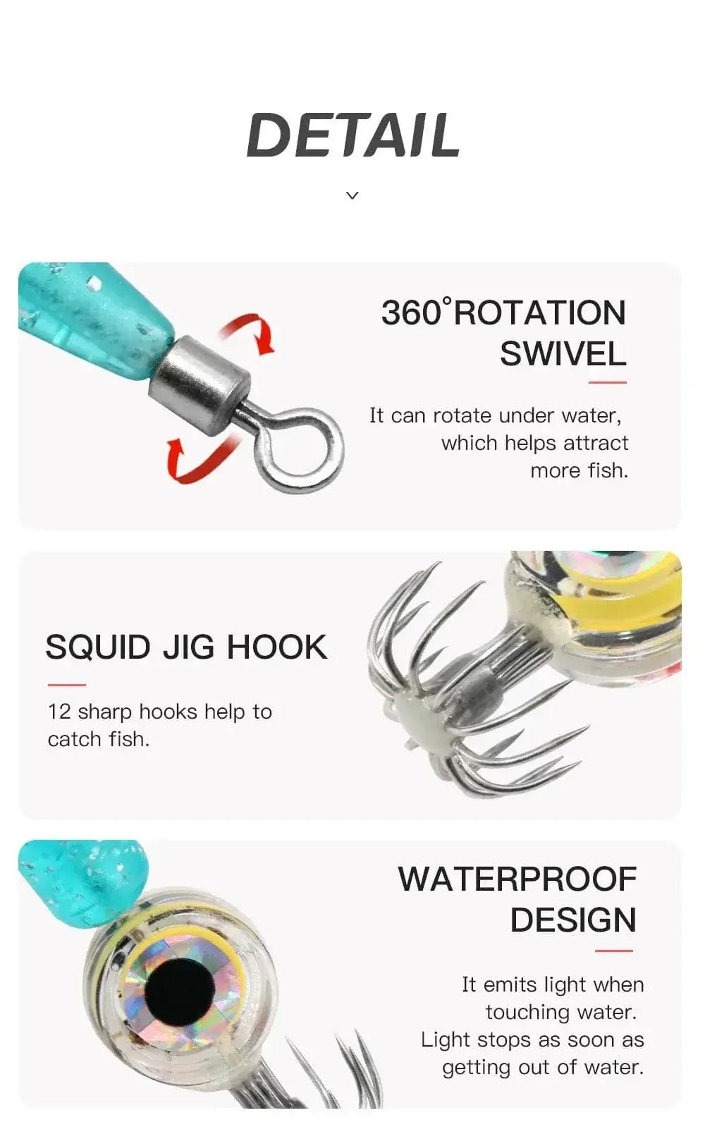 China China Fishing Lures 5g Squid Hook with LED Light Squid Jig Lure Luminous Webfoot Octopus Egi Artificial Bait Cuttlefish Sea Tackle