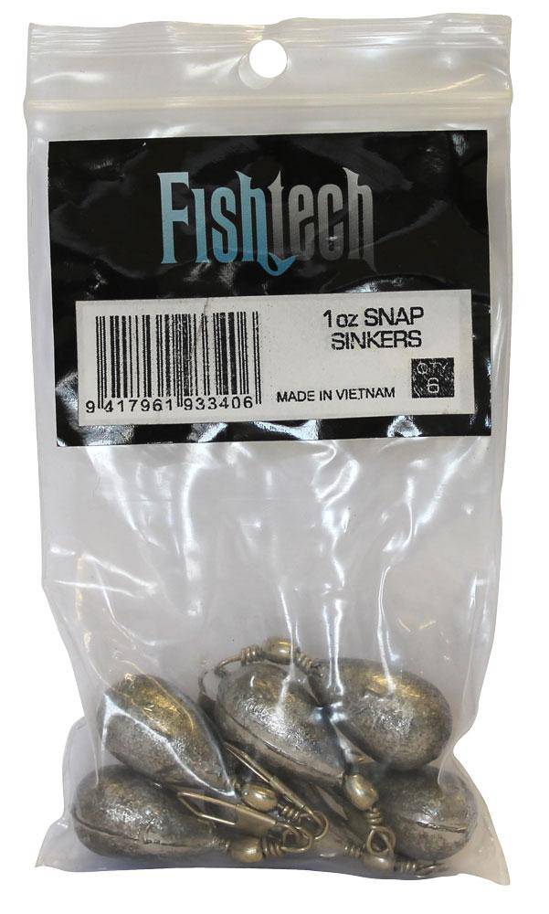 Fishtech Snap On Sinker 1oz (6 per pack) - Action Outdoors Kiwi