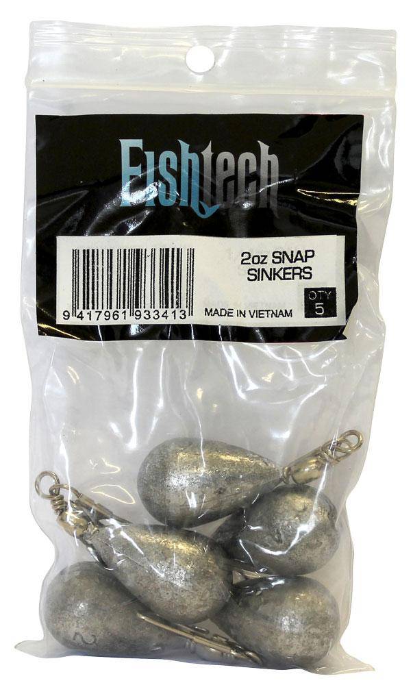 Fishtech Snap On Sinker 2oz (5 per pack) - Action Outdoors Kiwi