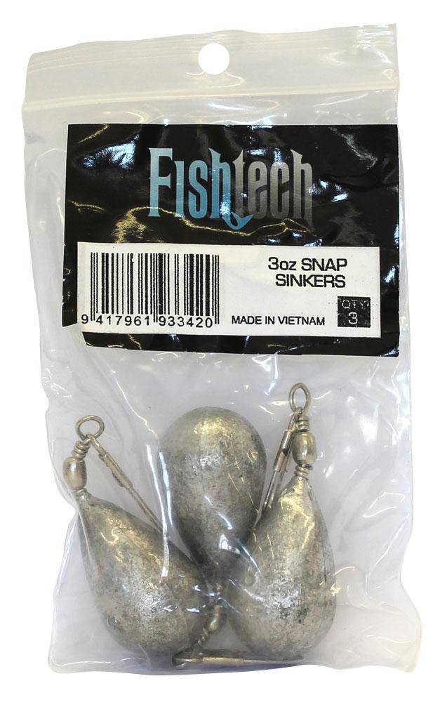 Fishtech Snap On Sinker 3oz (3 per pack) - Action Outdoors Kiwi