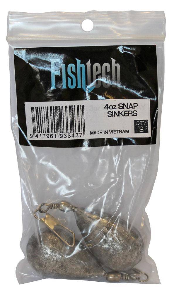 Fishtech Snap On Sinker 4oz (2 per pack) - Action Outdoors Kiwi