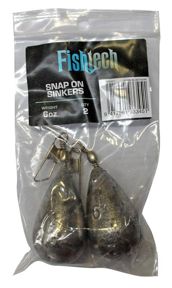 Fishtech Snap On Sinker 6oz (2 per pack) - Action Outdoors Kiwi