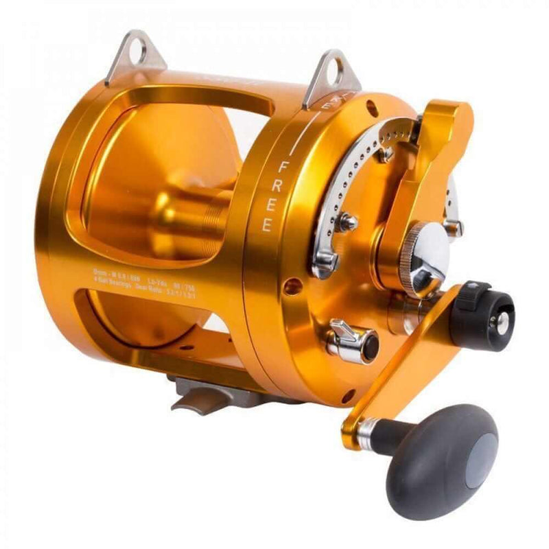 Reel Lever Drag Maxximus S80-II Big Game 2 - Speed in vibrant orange color, ideal for big game fishing.