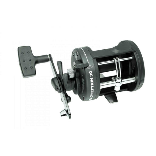 Reel Overhead Chieftain 30 + Line fishing reel with sturdy design and multiple features for anglers.