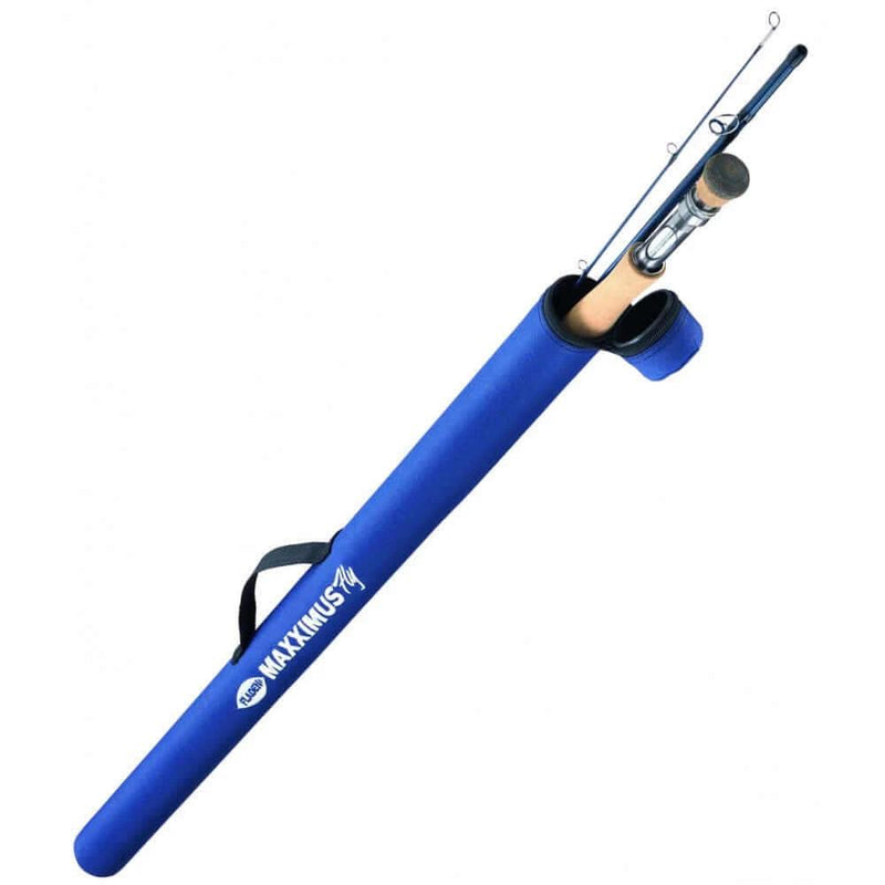 Rod Fly Maxxximus 270 cm (3-Pce) AFTMA 7 displayed in a protective blue tube with a handle.
