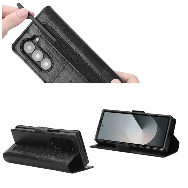 Flip Leather Phone Case for the Samsung Galaxy Z Fold7 (2 colours available) by Habicare