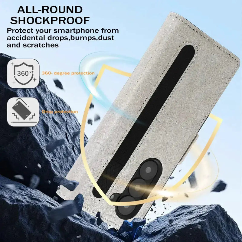 Flip Leather Phone Case for the Samsung Galaxy Z Fold7 (2 colours available) by Habicare