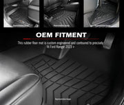 KIWI MASTER 3D TPE Car Floor Mat for Ford Ranger 2023+ by Kiwi Offroad