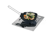 Flush Mounted Single Burner Hob– Stainless Steel with grilled seafood on black pan