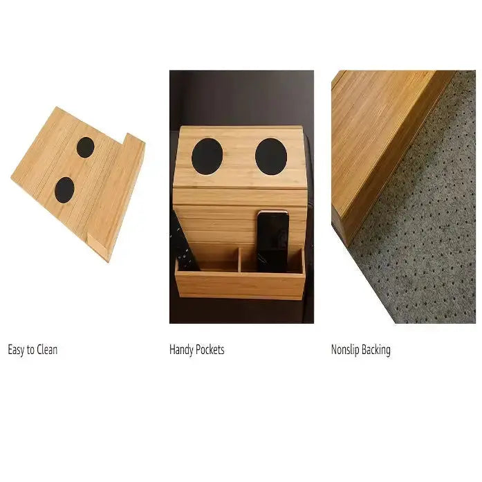 Foldable Bamboo Sofa Armrest Table with Cup Holder (2 colours available) by Habicare